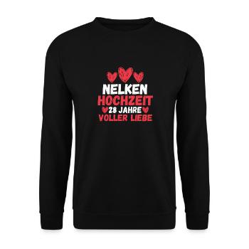 Ehe Nelkenhochzeit 28 Jahre Verheiratet Hochzeitst - Unisex Pullover - Schwarz - Vorne - Alina (178cm) & Michal (187cm)