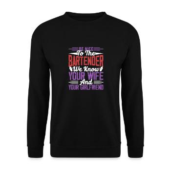 Be Nice To The Bartender Bartender Cocktail Barman - Unisex Sweatshirt - black - Front - Alina (178cm) & Michal (187cm)