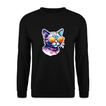Katze oder Kätzchen - Niedlich - Sonnenbrille - Unisex Pullover - Schwarz - Vorne - Alina (178cm) & Michal (187cm)