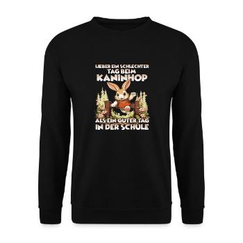 JumpJoy Kaninhop Training für dein Kaninchen - Unisex Pullover - Schwarz - Vorne - Alina (178cm) & Michal (187cm)