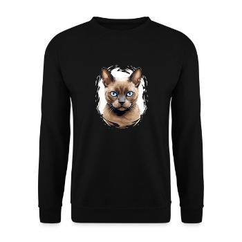 Burmese Cat Burma Katze - Unisex Pullover - Schwarz - Vorne - Alina (178cm) & Michal (187cm)