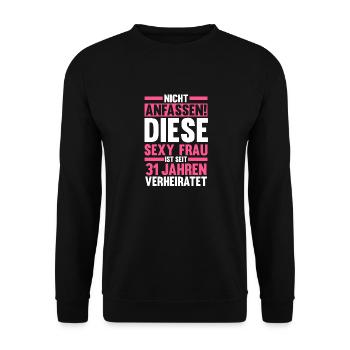 Ehe Lindenhochzeit 31 Jahre Verheiratet Hochzeitst - Unisex Pullover - Schwarz - Vorne - Alina (178cm) & Michal (187cm)