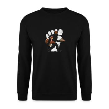 Kürbiskuchen, Truthahn und Sasquatch 4 Friendsgiving - Unisex Pullover - Schwarz - Vorne - Alina (178cm) & Michal (187cm)