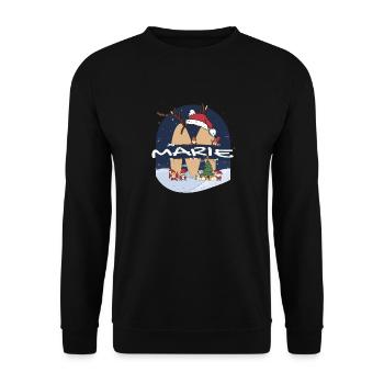 Awesome Marie Name w Santa Hat in Xmas Theme - Unisex Sweatshirt - black - Front - Alina (178cm) & Michal (187cm)