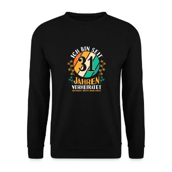 Ehe Lindenhochzeit 31 Jahre Verheiratet Hochzeitst - Unisex Pullover - Schwarz - Vorne - Alina (178cm) & Michal (187cm)