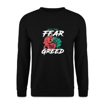 Acheter la peur Vendre le Greed Trader Stock Market Tr - Sweat-shirt Unisexe - noir - Devant - Alina (178cm) & Michal (187cm)