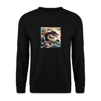 Drache Japanisch - Unisex Pullover - Schwarz - Vorne - Alina (178cm) & Michal (187cm)