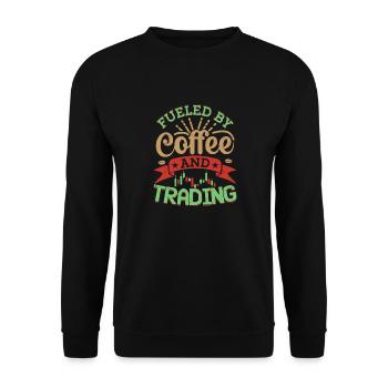Fueled By Coffee And Trading Trader Investor Stock - Unisex Sweatshirt - black - Front - Alina (178cm) & Michal (187cm)