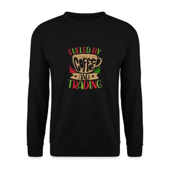Alimenté par le café et le trading Trader du marché boursier I - Sweat-shirt Unisexe - noir - Devant - Alina (178cm) & Michal (187cm)