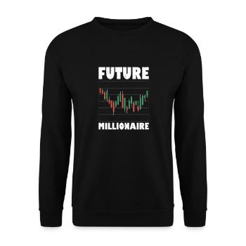 Future Millionaire Stock Market Trading Trader Inv - Unisex Sweatshirt - black - Front - Alina (178cm) & Michal (187cm)