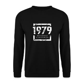November 1979 Legendär 44 Jahren Mann Frau Geburt - Unisex Pullover - Schwarz - Vorne - Alina (178cm) & Michal (187cm)