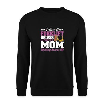 Mother I Am A Forklift Driver And A Mom Funny Wome - Unisex Pullover - Schwarz - Vorne - Alina (178cm) & Michal (187cm)