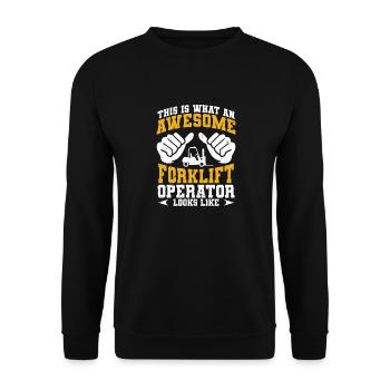 Awesome Forklift Operator Looks Like Funny Forklif - Unisex Pullover - Schwarz - Vorne - Alina (178cm) & Michal (187cm)