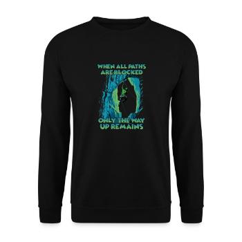 Toprope climbing mountain sports for toprope - Unisex Sweatshirt - black - Front - Alina (178cm) & Michal (187cm)