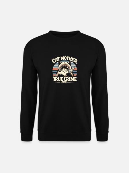 Cat Mother True Crime Lover, Retro True Crime And - Unisex Pullover - Schwarz
