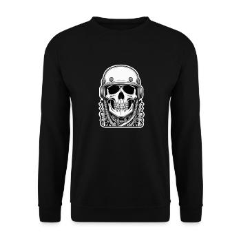 Totenkopf - Skelett - Totenkopf - Motorradhelm - Unisex Pullover - Schwarz - Vorne - Alina (178cm) & Michal (187cm)