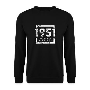 November 1951 Legendär 72 Jahren Mann Frau - Unisex Pullover - Schwarz - Vorne - Alina (178cm) & Michal (187cm)