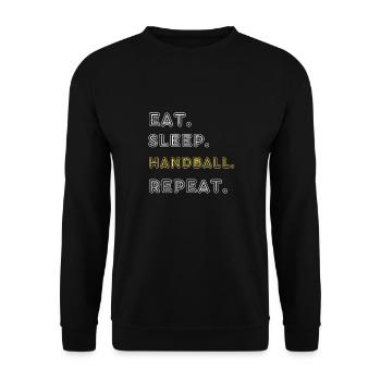 Manger. Dormir. Handball. Répéter - Sweat-shirt Unisexe - noir - Devant - Alina (178cm) & Michal (187cm)