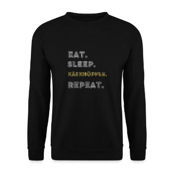 Käsknöpfle Vorarlberg dialect - Unisex Sweatshirt - black - Front - Alina (178cm) & Michal (187cm)
