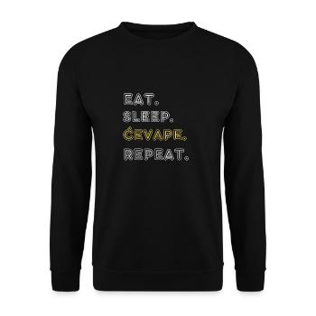 Eat. Sleep. Cevape. Repeat - Unisex Pullover - Schwarz - Vorne - Alina (178cm) & Michal (187cm)