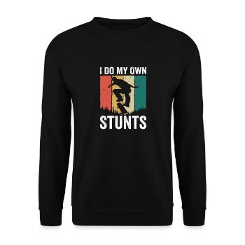 I Do My Own Stunts Skateboard Skater Skateboarding - Unisex Pullover - Schwarz - Vorne - Alina (178cm) & Michal (187cm)