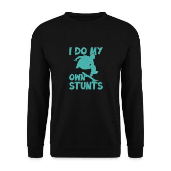 I Do My Own Stunts Skateboarding Skater Skateboard - Unisex Pullover - Schwarz - Vorne - Alina (178cm) & Michal (187cm)