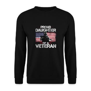 Proud Daughter of A Veteran USA Flag - Unisex Sweatshirt - black - Front - Alina (178cm) & Michal (187cm)