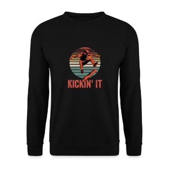 Kickin' It Skateboard Skater Skateboarding - Unisex Sweatshirt - black - Front - Alina (178cm) & Michal (187cm)