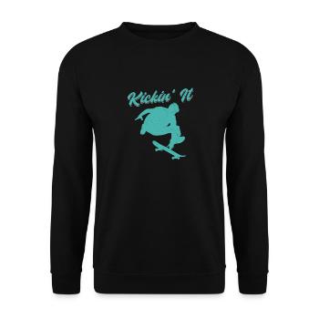 Kickin' it Old School Skateboarding Skater Skatebo - Unisex Pullover - Schwarz - Vorne - Alina (178cm) & Michal (187cm)
