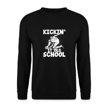 Kickin' it Old School Skateboard Skater Skateboard - Unisex Pullover - Schwarz - Vorne - Alina (178cm) & Michal (187cm)