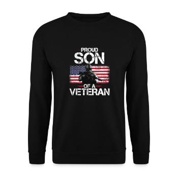 Proud Son of A Veteran USA Flag - Unisex Sweatshirt - black - Front - Alina (178cm) & Michal (187cm)