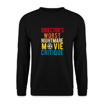 Filmkritiker, Kino, Filmfan, Liebhaber, lustiger Rezensent - Unisex Pullover - Schwarz - Vorne - Alina (178cm) & Michal (187cm)