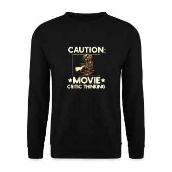 Filmkritiker, Kino, Filmfan, Liebhaber, lustiger Rezensent - Unisex Pullover - Schwarz - Vorne - Alina (178cm) & Michal (187cm)