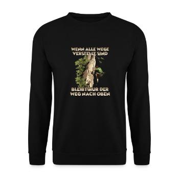 Toprope Klettern Bergsport für Toprope Kletterer - Unisex Pullover - Schwarz - Vorne - Alina (178cm) & Michal (187cm)