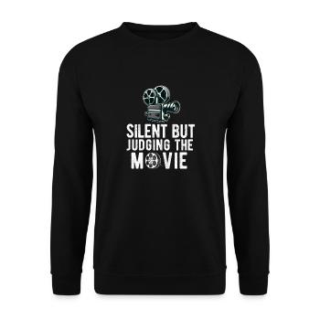 Filmkritiker, Kino, Filmfan, Liebhaber, lustiger Rezensent - Unisex Pullover - Schwarz - Vorne - Alina (178cm) & Michal (187cm)