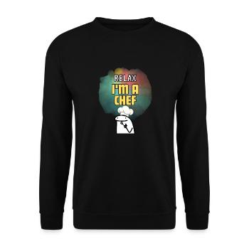 Détendez-vous, je suis un chef | Chef en devenir Cadeau pour Chef - Sweat-shirt Unisexe - noir - Devant - Alina (178cm) & Michal (187cm)