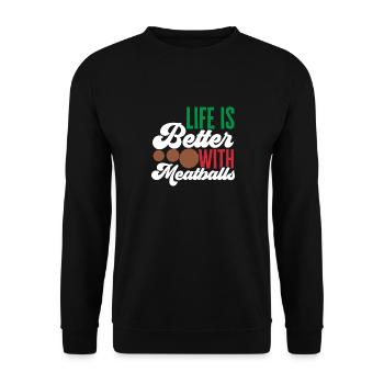 Fleischbällchen Italien Italienisches Essen - Unisex Pullover - Schwarz - Vorne - Alina (178cm) & Michal (187cm)