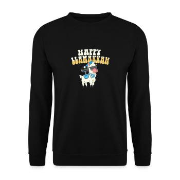 Jewish Hanukkah Happy Llamakkah Chrismukkah Llama - Unisex Sweatshirt - black - Front - Alina (178cm) & Michal (187cm)