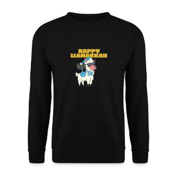 Happy Llamakkah Hanukkah Jewish Chrismukkah Llama - Unisex Sweatshirt - black - Front - Alina (178cm) & Michal (187cm)