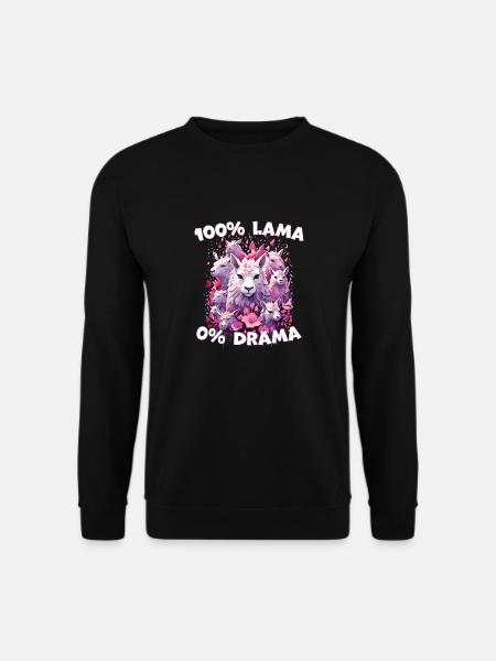 100% Lama - Niedliches Tier-Design mit Null Drama - Unisex Pullover - Schwarz