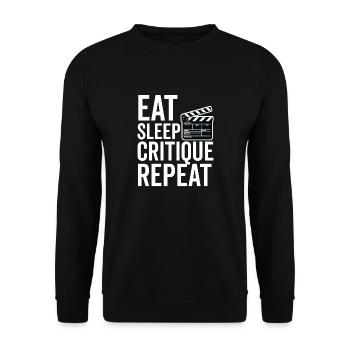 Filmkritiker, Kino, Filmfan, Liebhaber, lustiger Rezensent - Unisex Pullover - Schwarz - Vorne - Alina (178cm) & Michal (187cm)