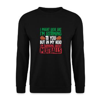 Fleischbällchen Italien Italienisches Essen - Unisex Pullover - Schwarz - Vorne - Alina (178cm) & Michal (187cm)