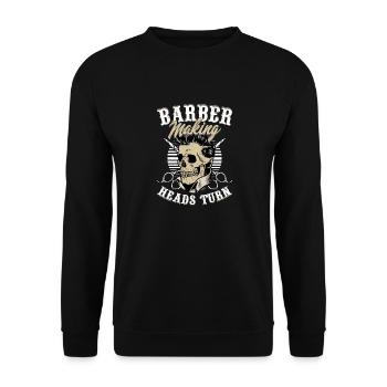 Barber Making Heads Turn Barbershop Haircut - Unisex Pullover - Schwarz - Vorne - Alina (178cm) & Michal (187cm)