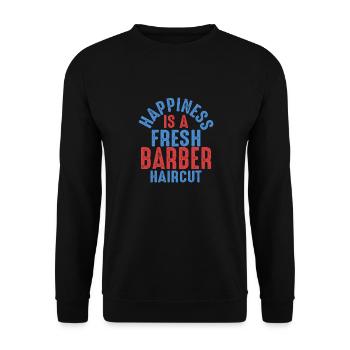 Happiness Is A Fresh Barber Haircut Barbershop Bea - Unisex Sweatshirt - black - Front - Alina (178cm) & Michal (187cm)