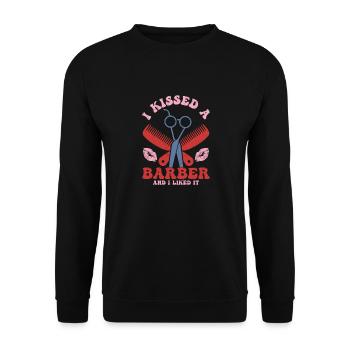 I Kissed A Barber And I Liked It Barbershop Beard - Unisex Sweatshirt - black - Front - Alina (178cm) & Michal (187cm)