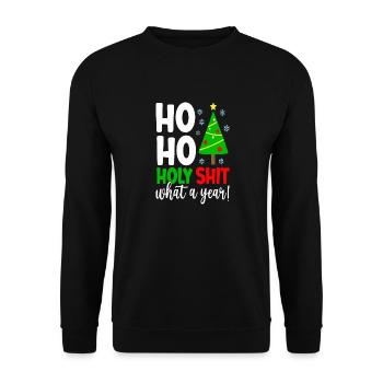 Ho Ho Holy Shit what a Year! - Unisex Pullover - Schwarz - Vorne - Alina (178cm) & Michal (187cm)