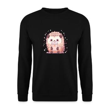 Kawaii Hérisson Boissons Boba Bubble Tea Chibi - Sweat-shirt Unisexe - noir - Devant - Alina (178cm) & Michal (187cm)