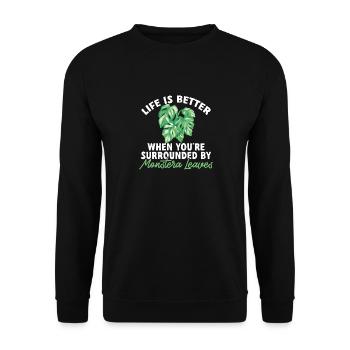 Monstera Deliciosa Albo Plante d’intérieur botanique - Sweat-shirt Unisexe - noir - Devant - Alina (178cm) & Michal (187cm)