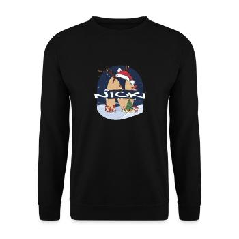 Awesome Nick Name w Santa Hat in Xmas Theme - Unisex Sweatshirt - black - Front - Alina (178cm) & Michal (187cm)