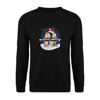 Awesome Nicky Name w Santa Hat in Xmas Theme - Unisex Sweatshirt - black - Front - Alina (178cm) & Michal (187cm)
